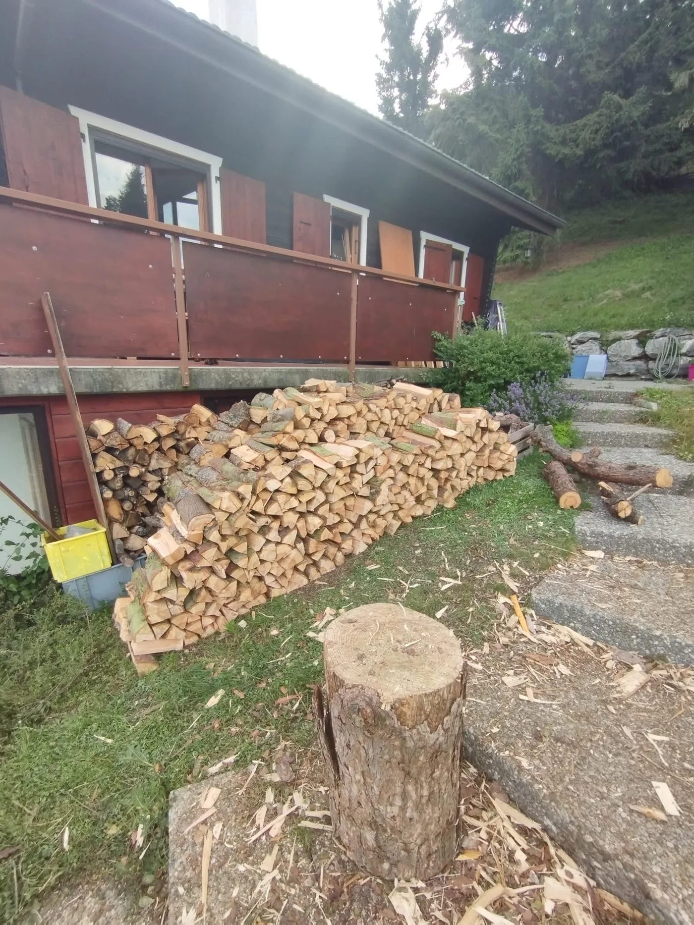 Bois avant et après tronçonnage et fendage — après